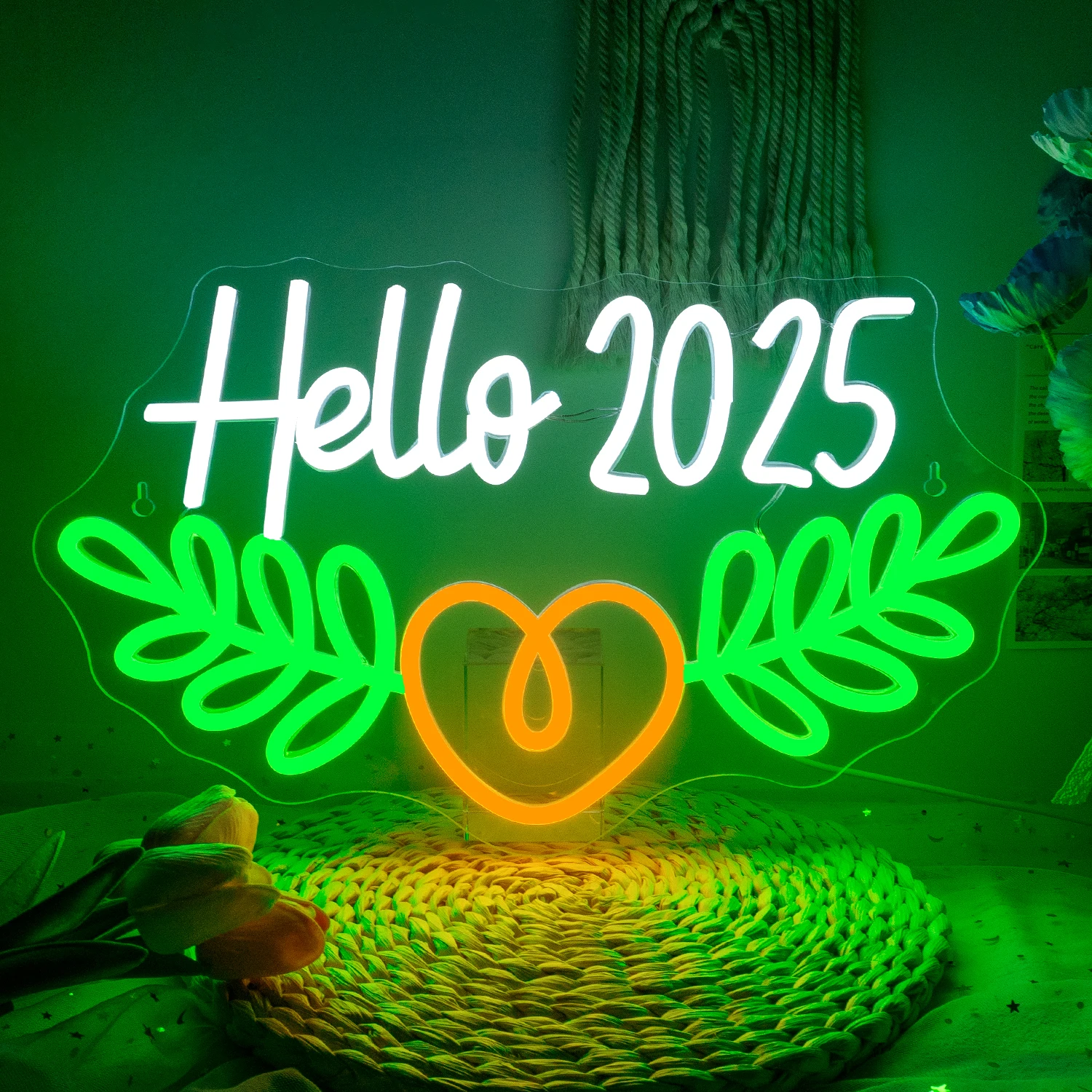 

Hello 2025 Neon Led Sign Dimmable Acrylic USB Powered Lamp Room Decoration For New Year Birthday Party Bedroom Bar Light Up Sign