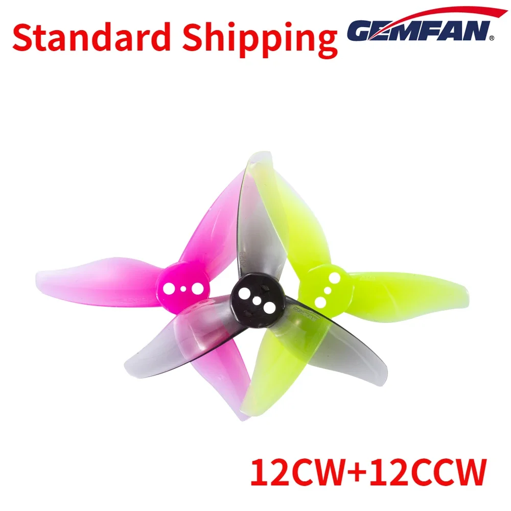 12Pairs(12CW+12CCW) Gemfan Hurricane 2023 2X2.3X3 3-Blade Toothpick Propeller 1mm 1.5mm for FPV Freestyle 2inch Toothpick Drones