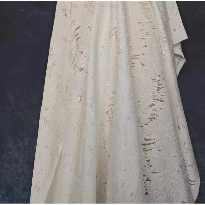 White Water Ripple Summer Tassel Non Elastic Fabric for Dresses Shirts Designer Fashion Creative Diy Sewing Cloth Per Meter
