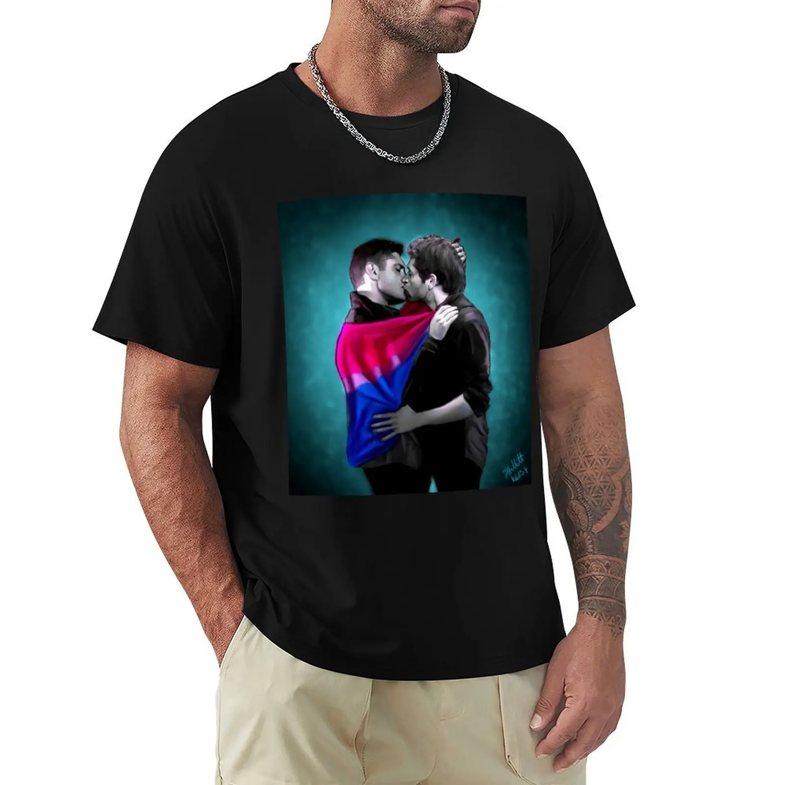 Bisexual Pride Destiel T-Shirt Minimalist Casual Short Sleeve Top