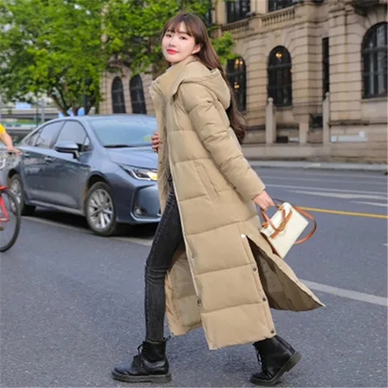 Parka de invierno con capucha para mujer, Parkas largas, abrigos informales gruesos para la nieve, chaquetas acolchadas de algodón, prendas de vestir cálidas, novedad de 2023