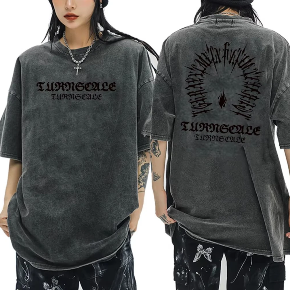 

100% Cotton Acid Washed Vintage Short Sleeve T Shirt Front and Back Printing Streetwear HipHop Harajuku Oversized T Shirts