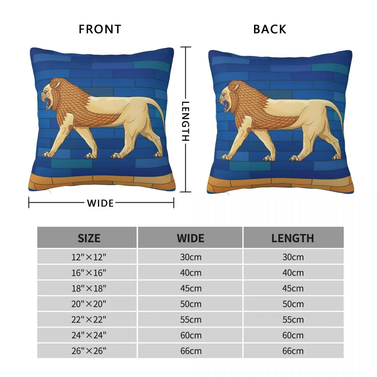 Babylonian Lion Square Pillowcase Polyester Linen Velvet Creative Zip Decor Throw Pillow Case Room Cushion Cover Wholesale 45x45