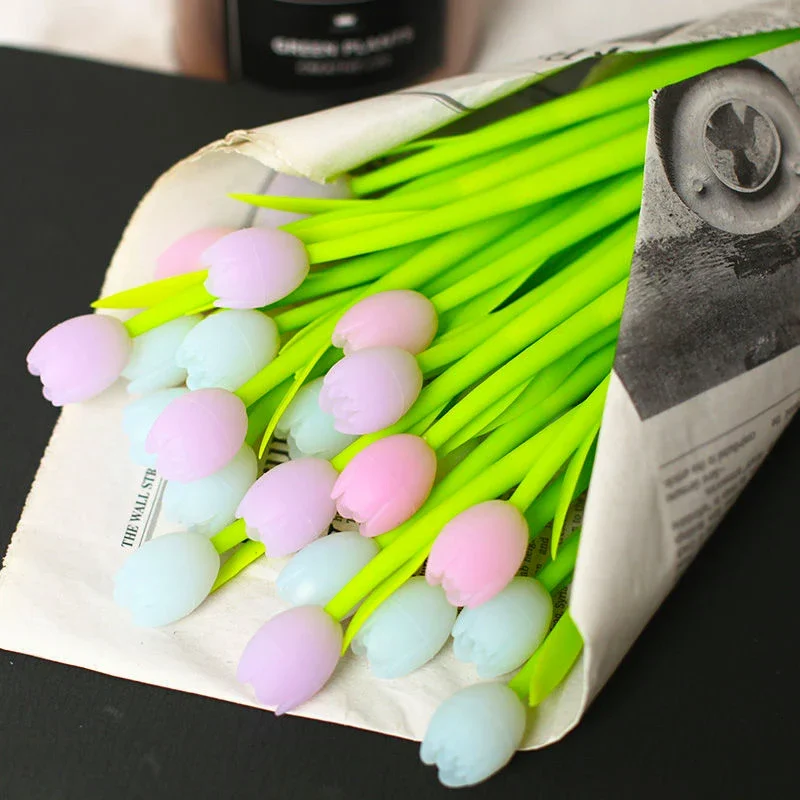 3pcs Color Changing Tulip Gel Pens Cute Discolor Floral Black Ink Neutral Pens Korean Stationery Holiday Gifts Office Supplies