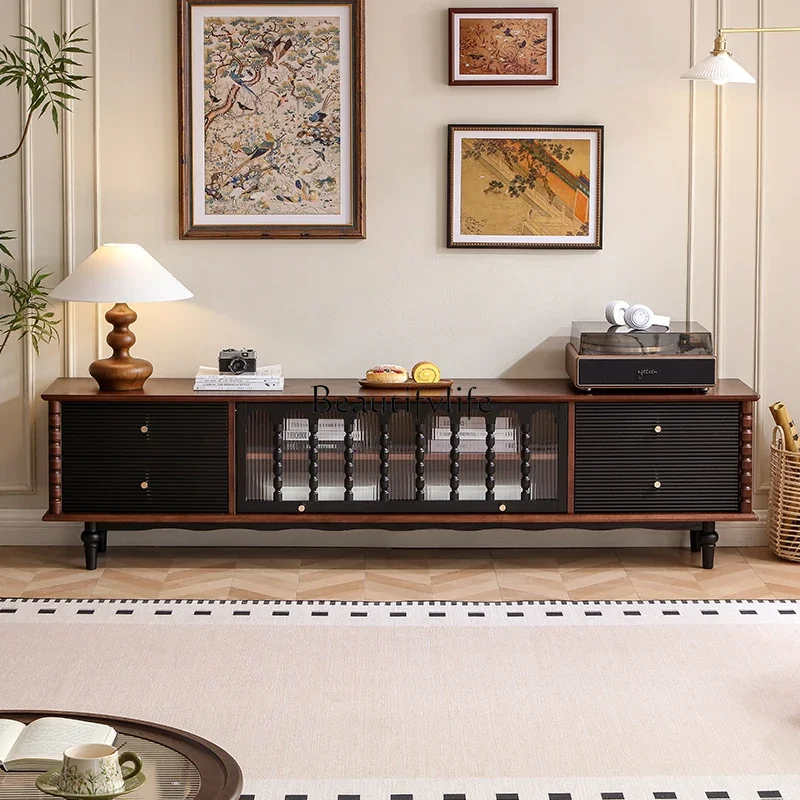 

LFrench retro all-solid wood TV cabinet, antique living room, small apartment locker