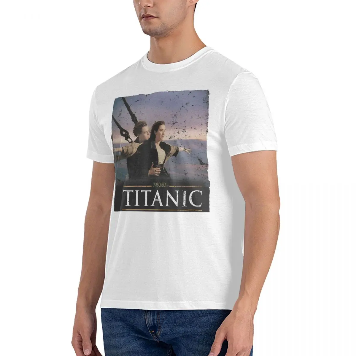 Awesome Titanic T-Shirt Men Crew Neck Pure Cotton T Shirts Leonardo DiCaprio Short Sleeve Tees 4XL 5XL 6XL Clothes