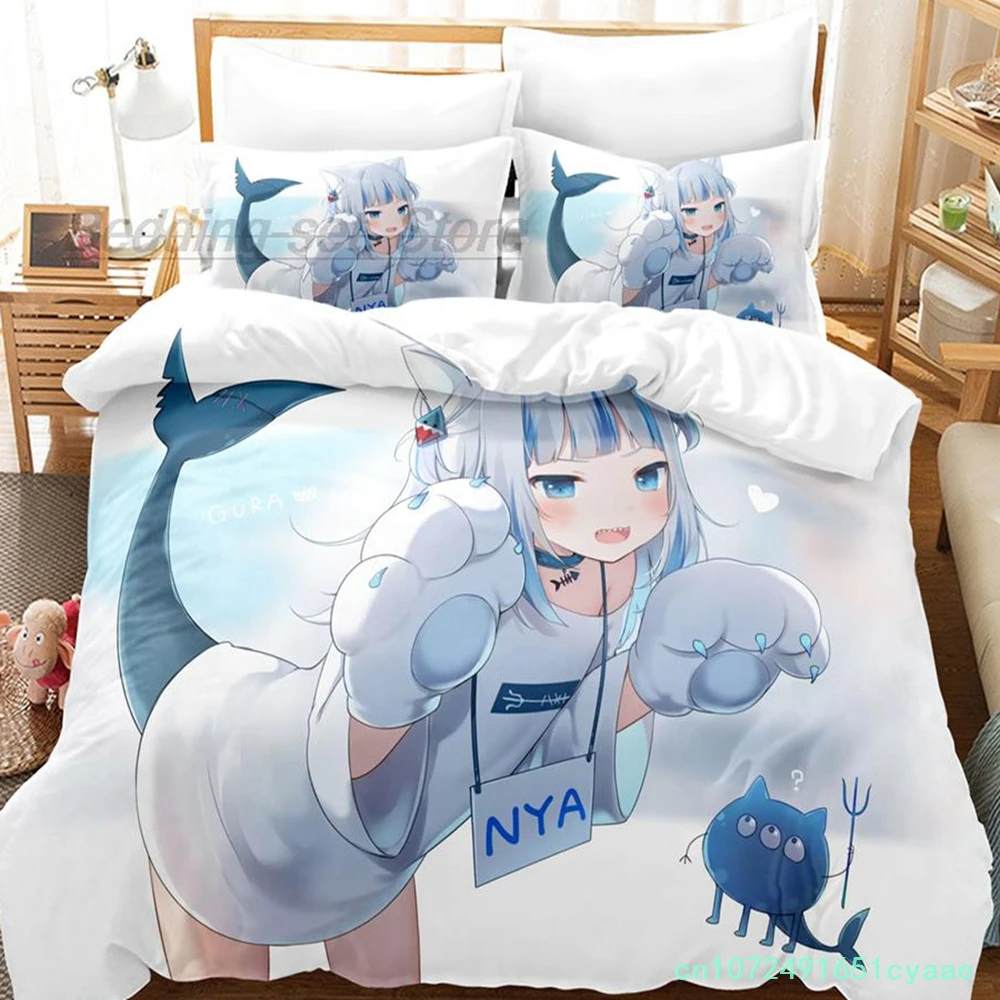 VTuber Ookami Mio Bedding Set Single Twin Full Queen King Size Bed Set Aldult Kid Bedroom Duvetcover Sets Print Kawaii Cartoon