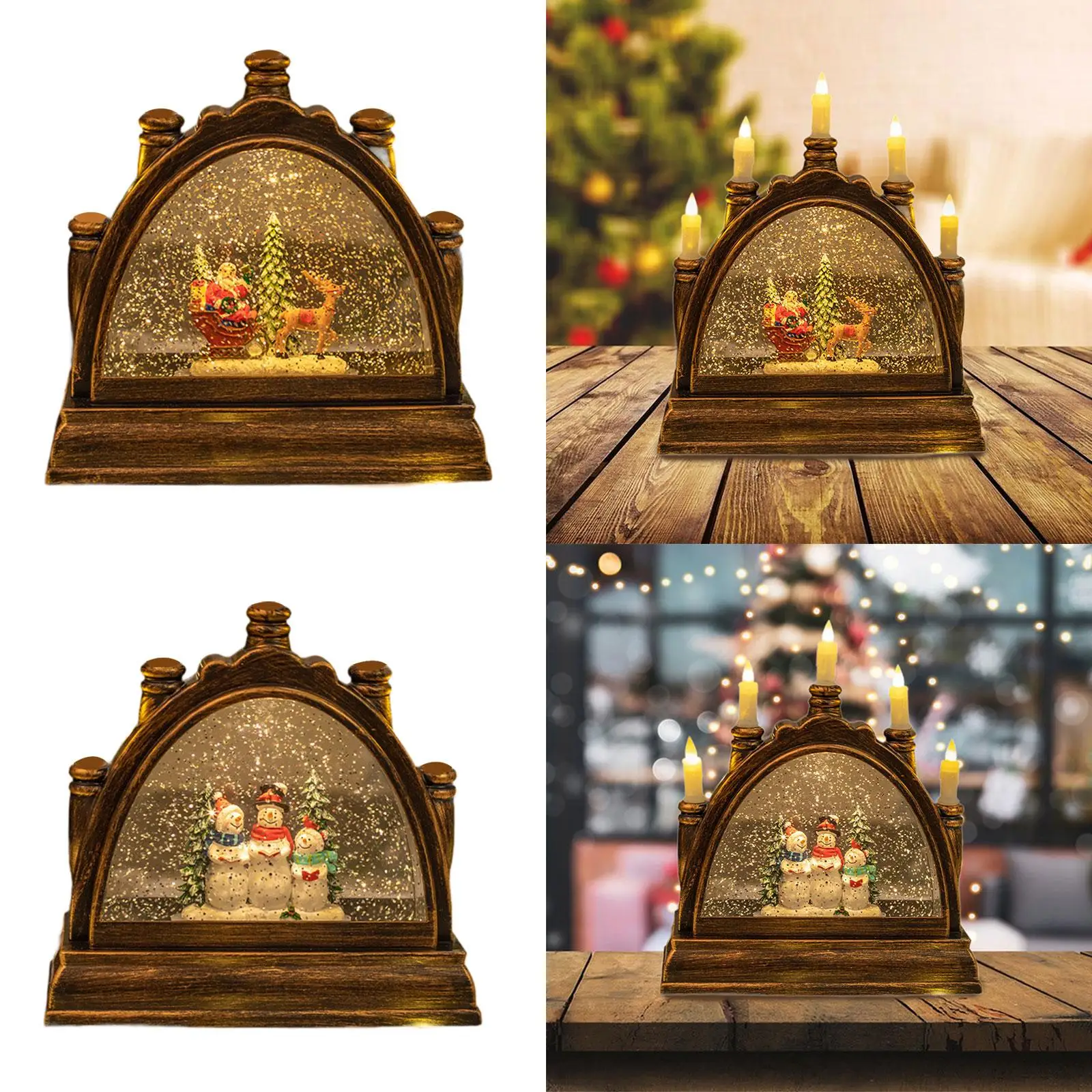 

Candle Holder Shaped Snow Lantern Creative Convenient Practical Christmas Lamp for Home Living Room Holiday Indoor Festival