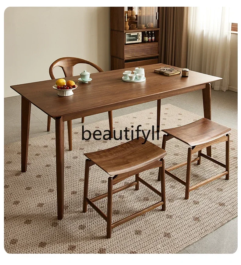 North American black walnut dining table Nordic simple all-solid wood rectangular household dining table2936