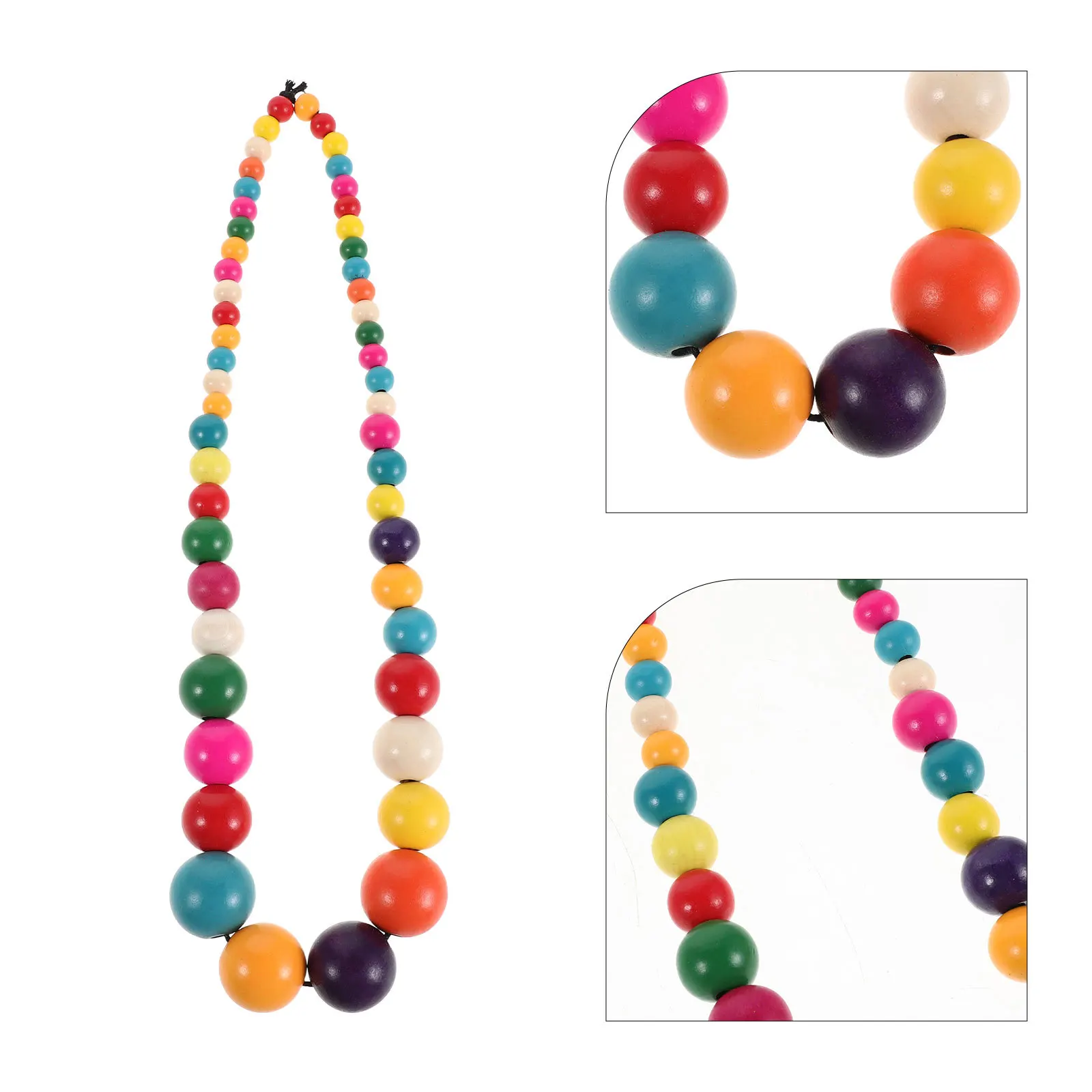 

Bohemian Necklace For Women Chunky Wood Beaded Long Pendant Statement Summer Beach Jewelry Ethnic Hippie Style Multicolor