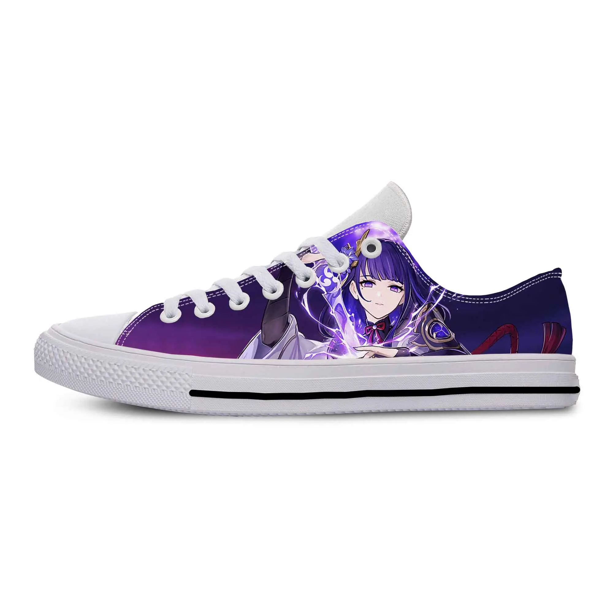 Anime Cartoon Game Genshin Impact Raiden Shogun Casual Shoes Lightweight Men Women Hot Sneakers Low Top Breathable Board Shoes