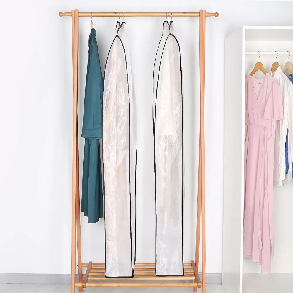 أكياس تخزين السترات الجلدية المسامية، 60 أغطية فساتين وثوب غبار مع 7 أغطية لتعليق الملابس