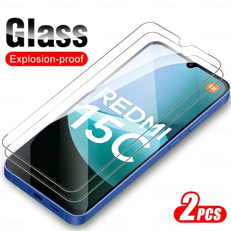2Pcs Tempered Glass For Redmi 15C 4G 5G Protective Glass Redmi15C 15 C C15 2025 Full Screen Protector Toughened Guard Cover Film