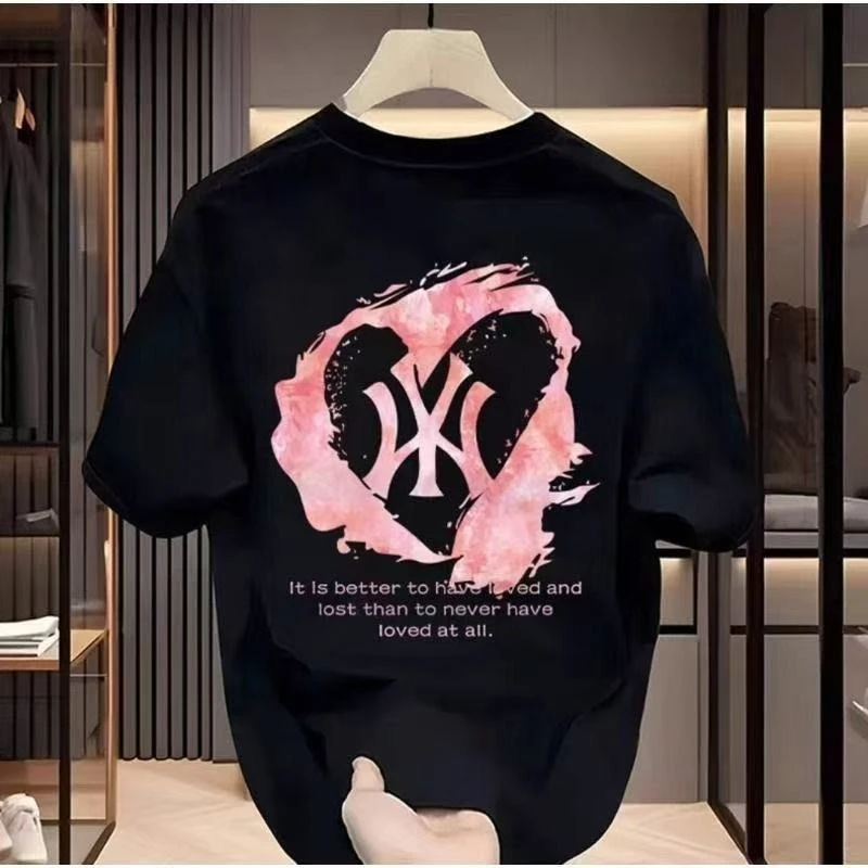 Thoughtful pure cotton unisex summer trendy brand new round neck loose half sleeved T-shirt short sleeved