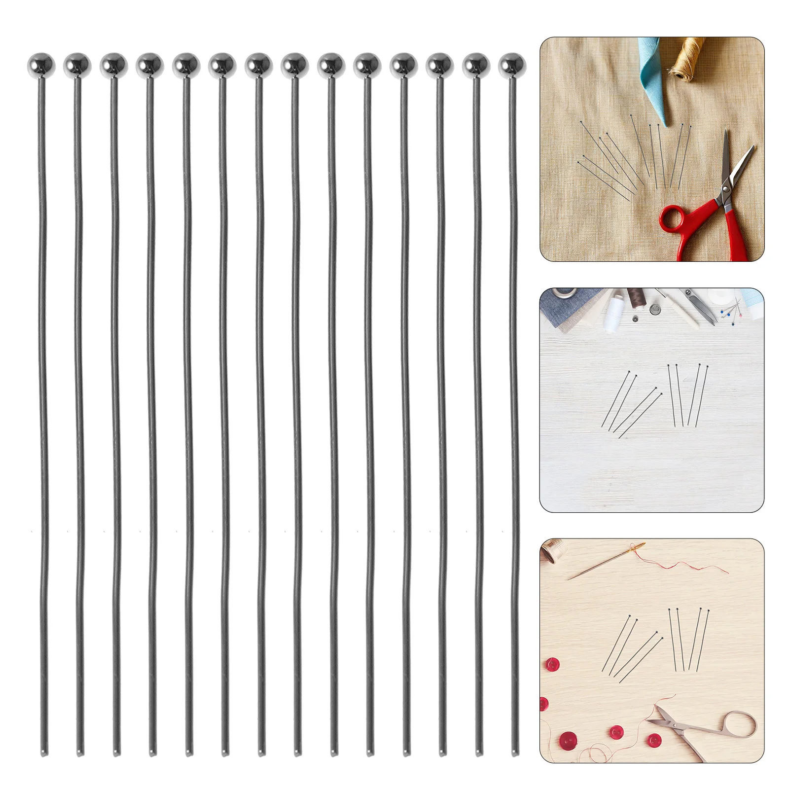 

100Pcs Jewelry Making Accessories Ball Head Metal Pins Straight Long Pins for DIY Beading Crafts Necklace Bracelet Earring