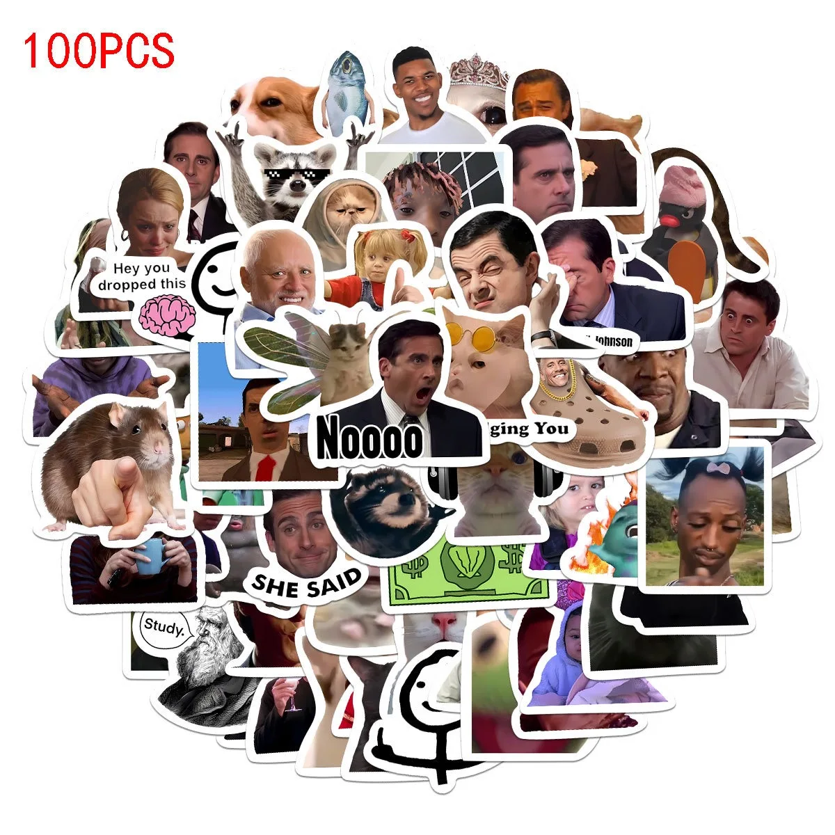 100PCS Classic American TV Series Meme Stickers, Funny Cartoon Expression Waterproof Decals for Laptop Luggage Skateboard Phone