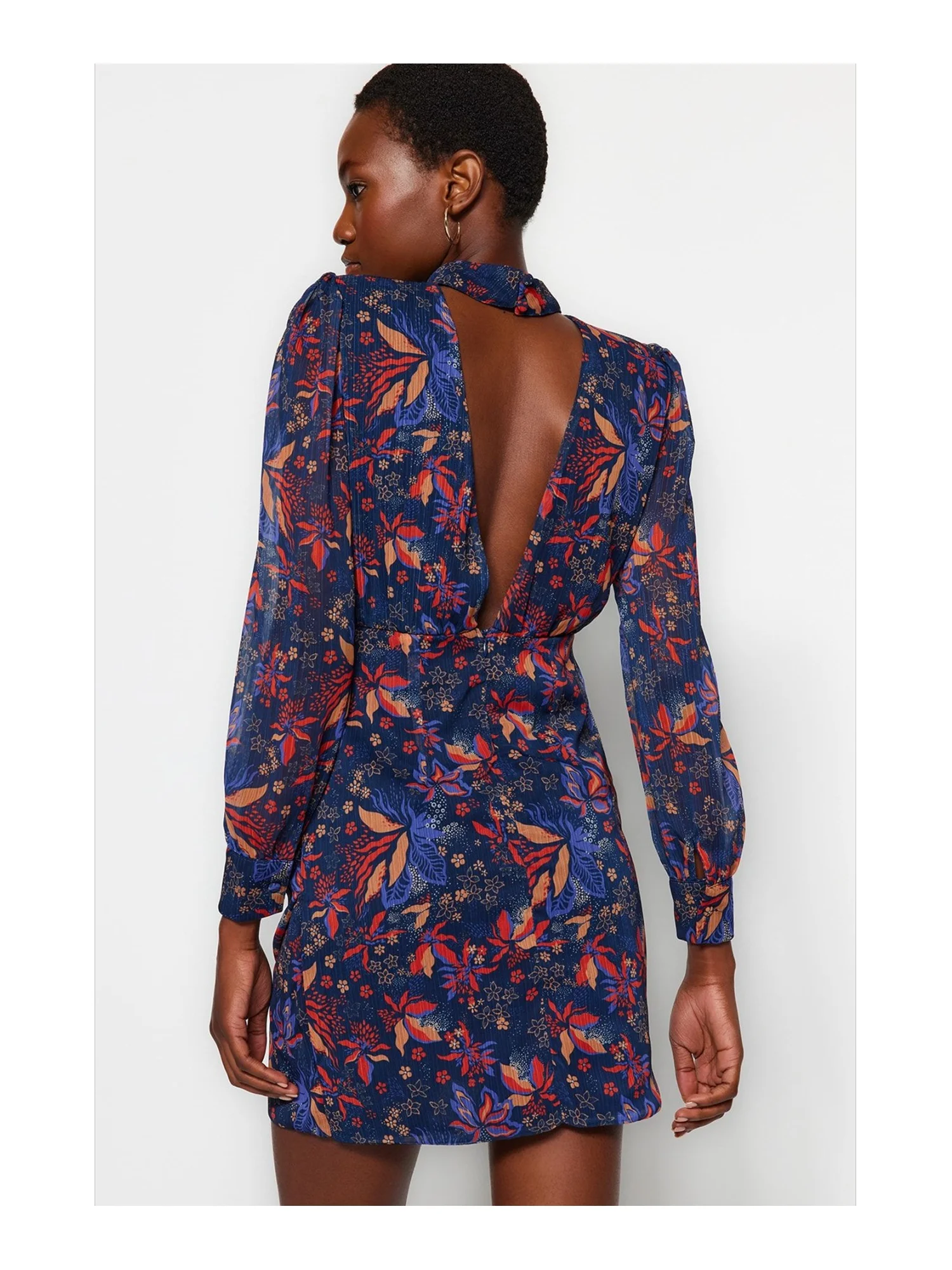 Trendyol TYZA Women's Dresses Standing Collar Floral Evening / Daily Standard Sleeve Woven Fitted Dresses Floral Evening