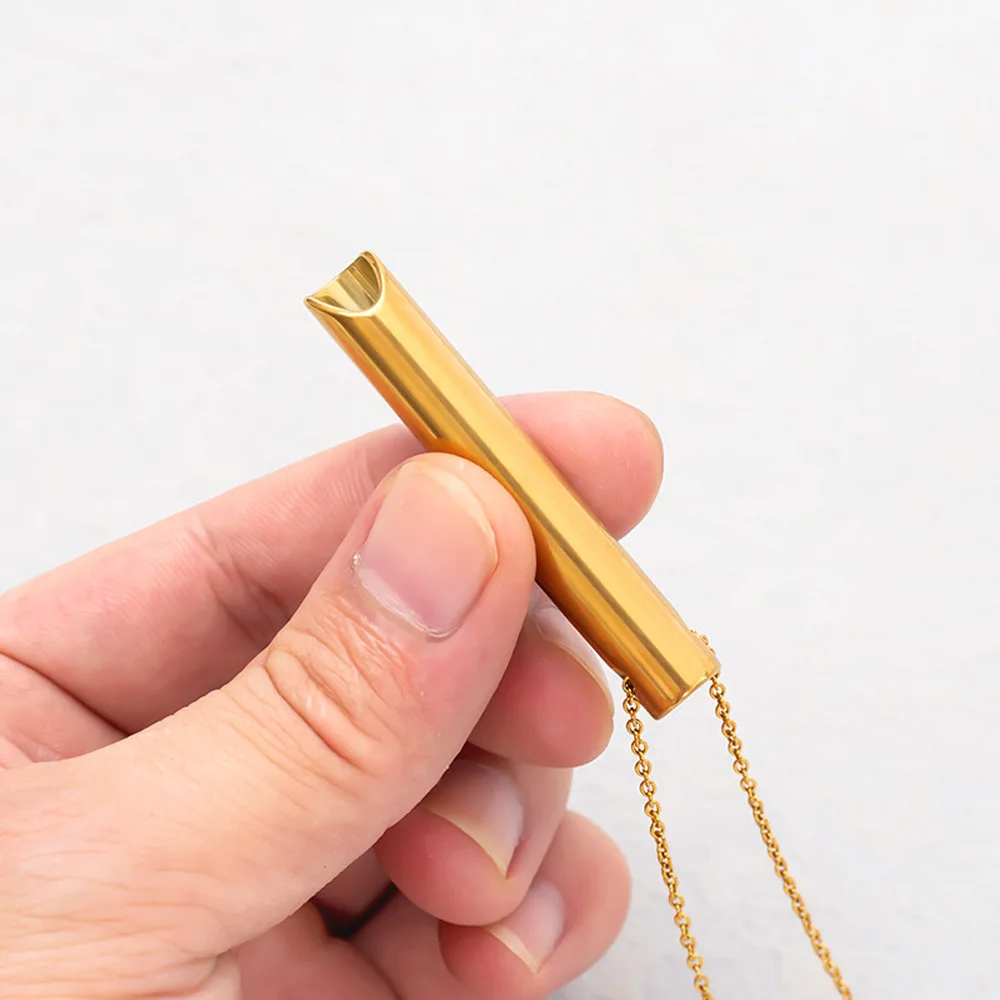 2024 New Stainless Steel Whistle Necklace Unisex Slow Breathing Decompression Tubular Pendant Jewelry Commuter Party Gift Giving image 2