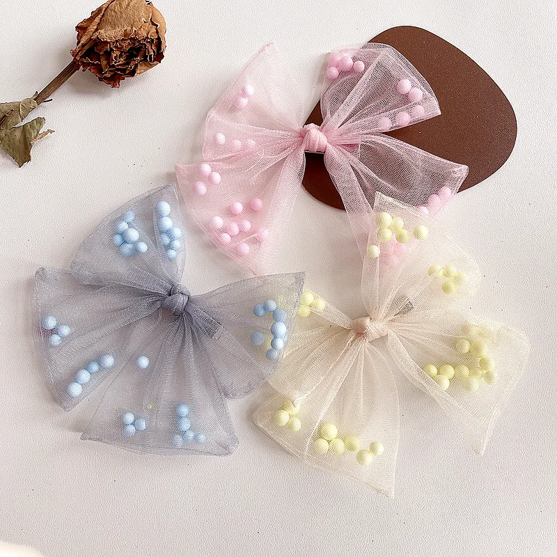 

15pcs Pastel Color Bow Hairpins Solid PomPom Bowknot Barrettes Hair Clips Princess Headwear Boutique Hair Accessories for Girls