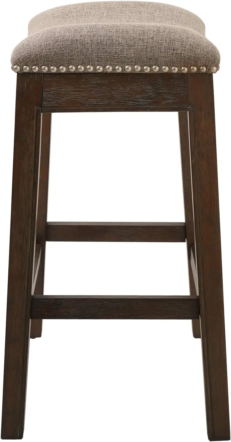 Assento 25.7 polegadas Backless Barstool madeira com assento estofado, altura contrária, cinza