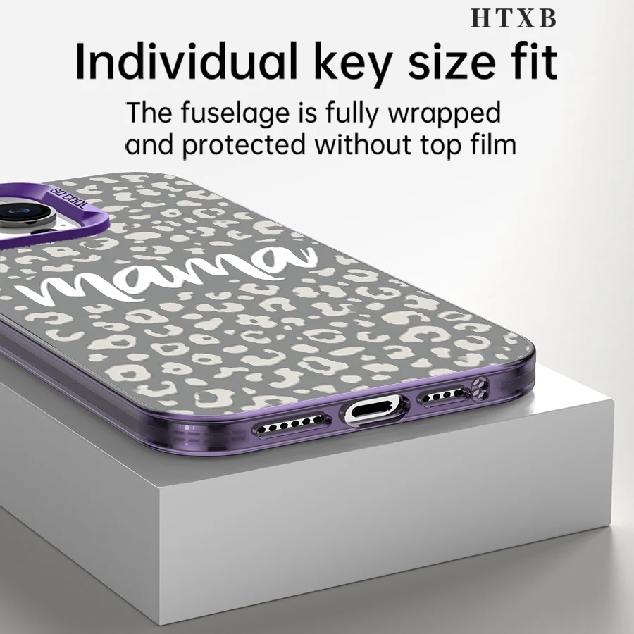 هاتف ماما بسيط بطباعة الفهد الرمادي لهاتف iPhone 17 إلى 11 Pro Max Plus