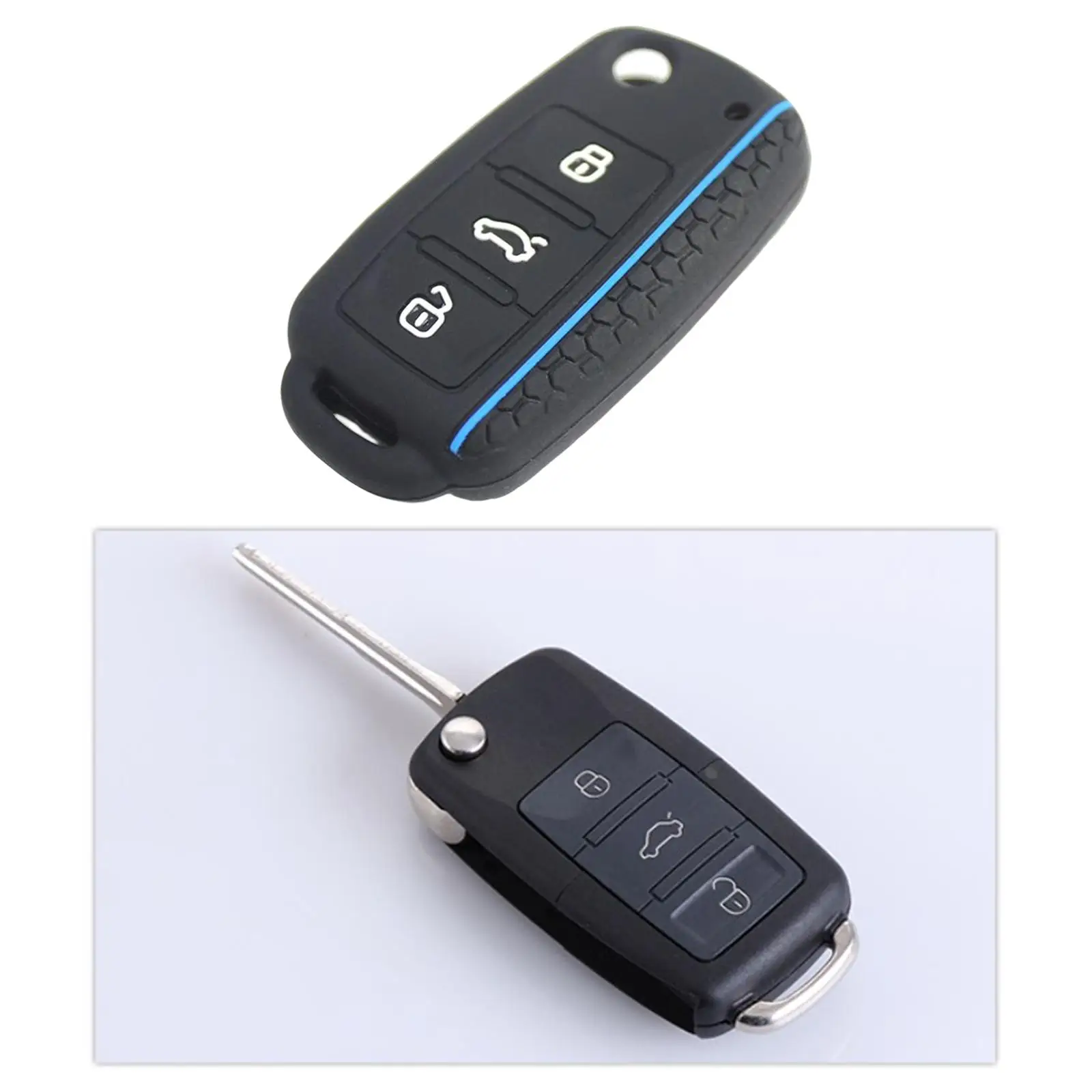 2xSilicone Car Remote Key Cover Jacket Protector for Golf for VW Sagitar Black