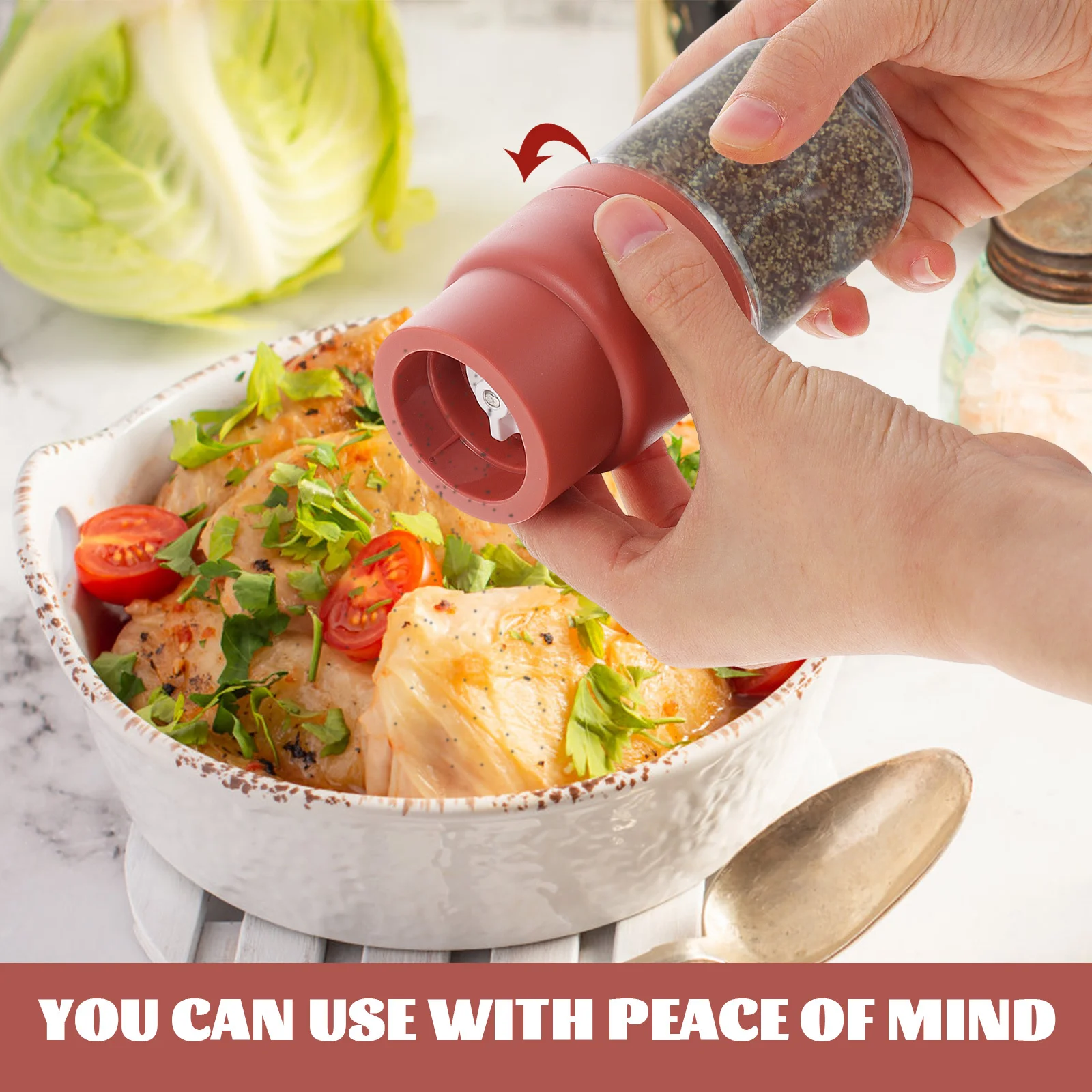

Handheld Pepper Mill Grinder Plastic Glass Practical Salt Pepper Grinder Kitchen Seasoning Shaker Portable Spice Tool