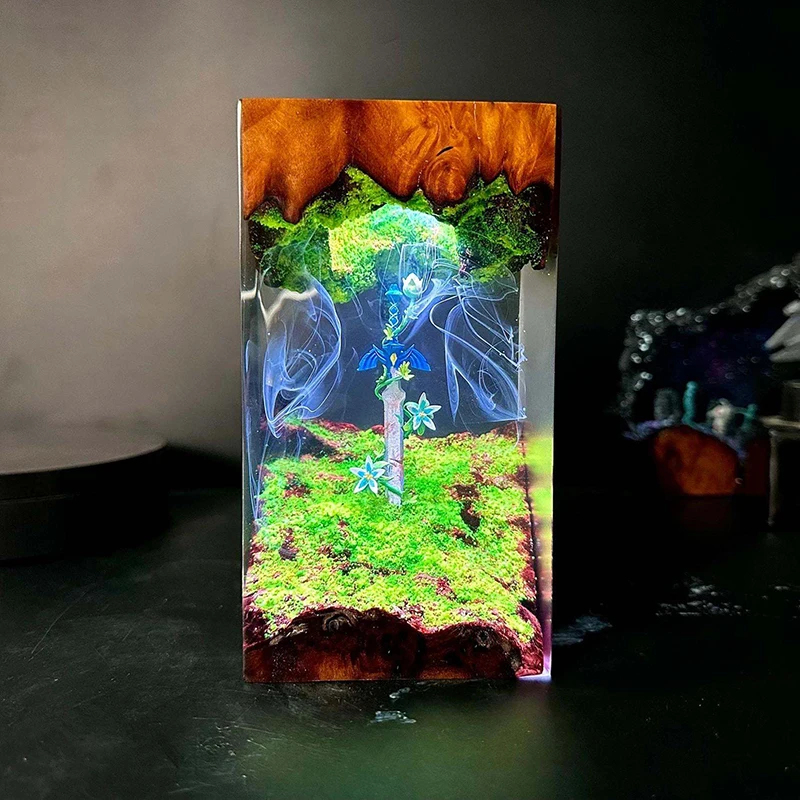 Resin Lamp Master Sword Figure Night Light Customized Game Figure Creative Artistic Desktop Home Decor USB Charge