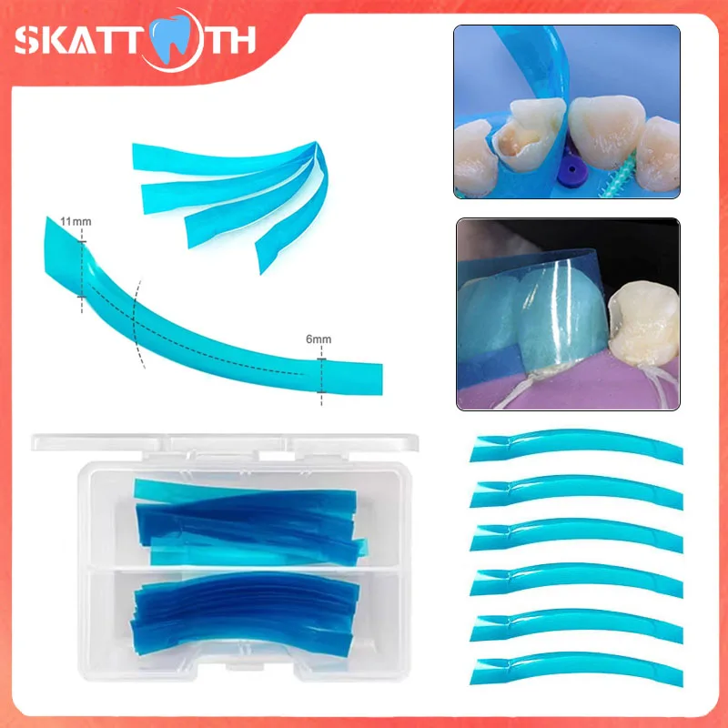 

50Pcs Dental Contoured Anterior Matrix Blue Strips Resin Anterior Matrices Matrix Bands Dentistry Tooth Restoration Materials