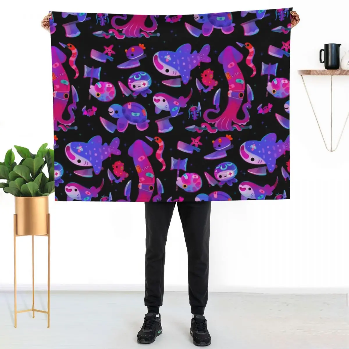 

Stabby marine life Throw Blanket Stain Resistant Cozy Warm Blanket