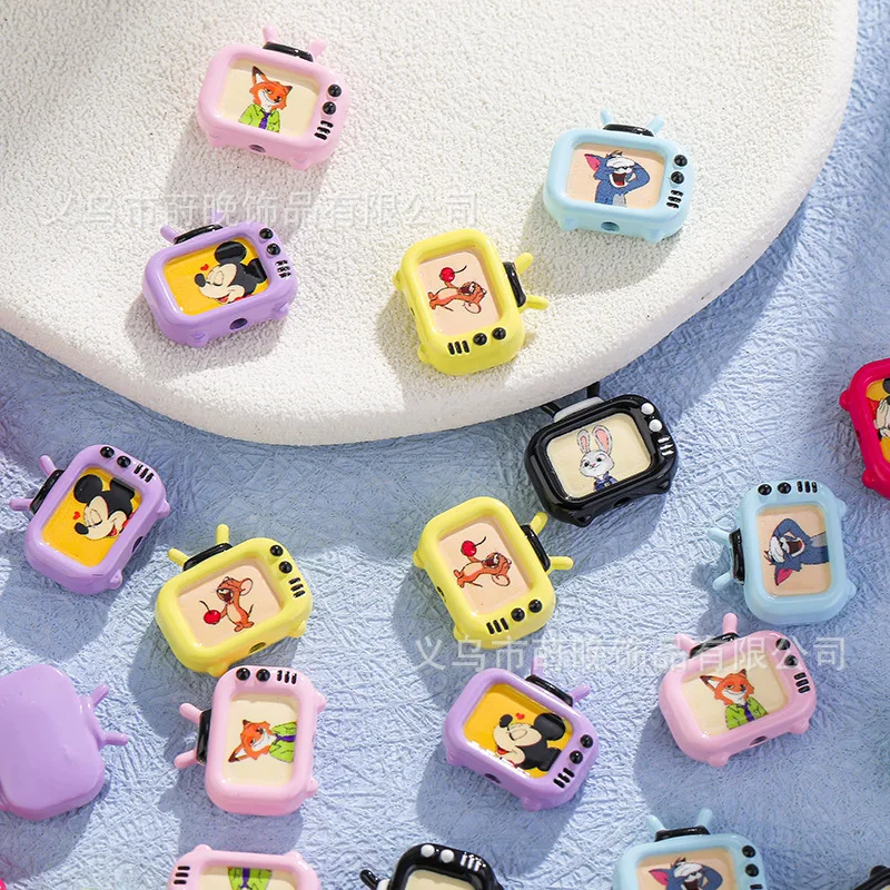 5pcs Zinc alloy paint cartoon three-dimensional TV perforated DIY mobile phone chain hair accessories bracelet beaded bead space
