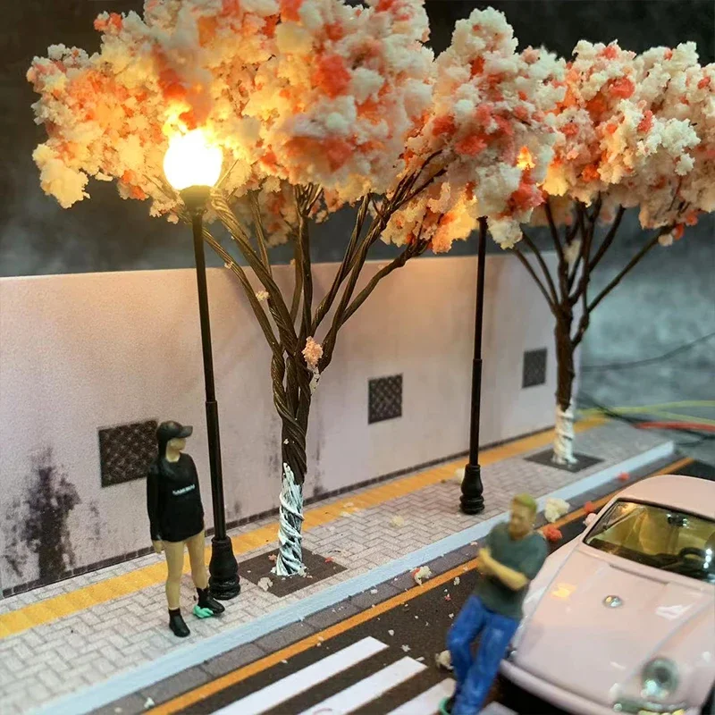 LED Diorama 1:64 Cherry Avenue Corner Model Car Parking Station Display Gifts