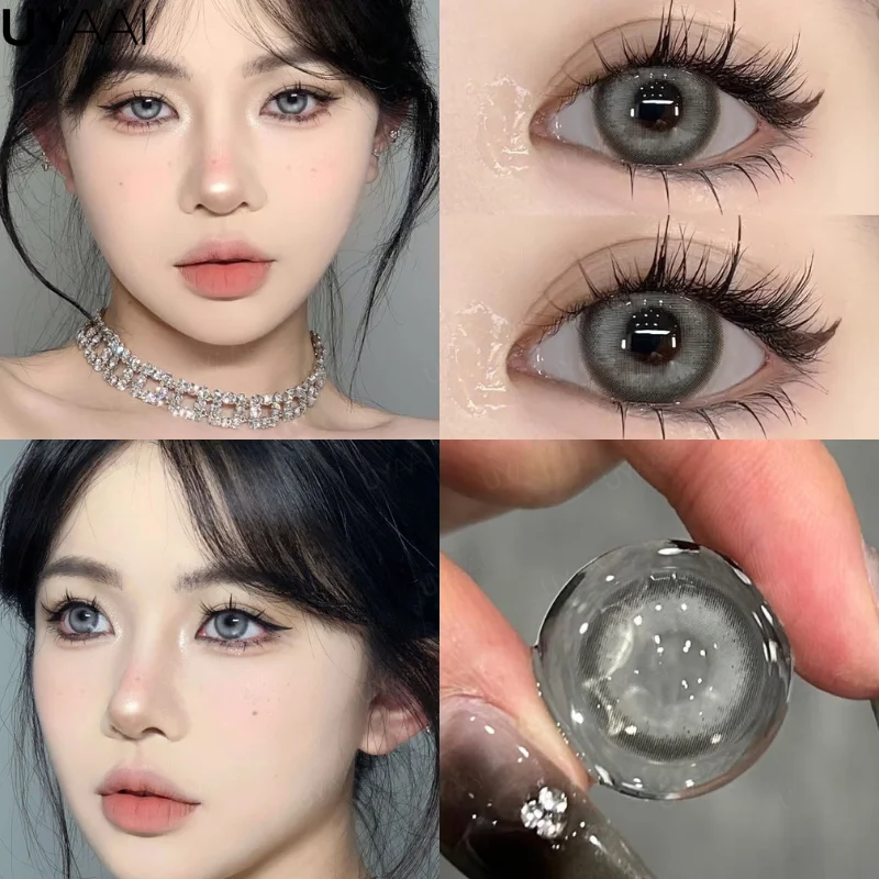 UYAAI Farbige Kontaktlinse, farbige schwarze Linsen mit Dioptrien, rote Linsen, koreanische blaue Linse, rosa Anime-Linse, grüne Farblinsenauge – Detail 9