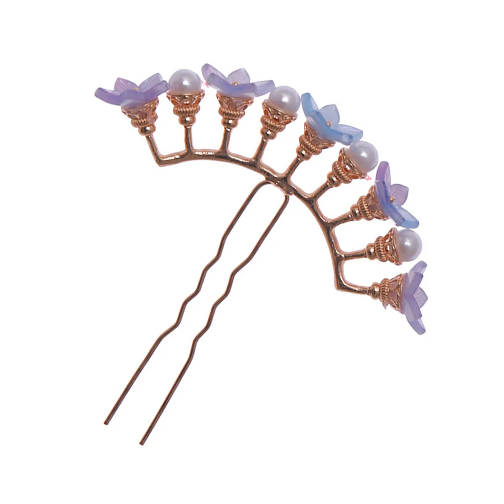 

Bridal Hair Accessories for Women Purple Flower Hairpin Chopsticks Wedding Clip Pins Long Bride