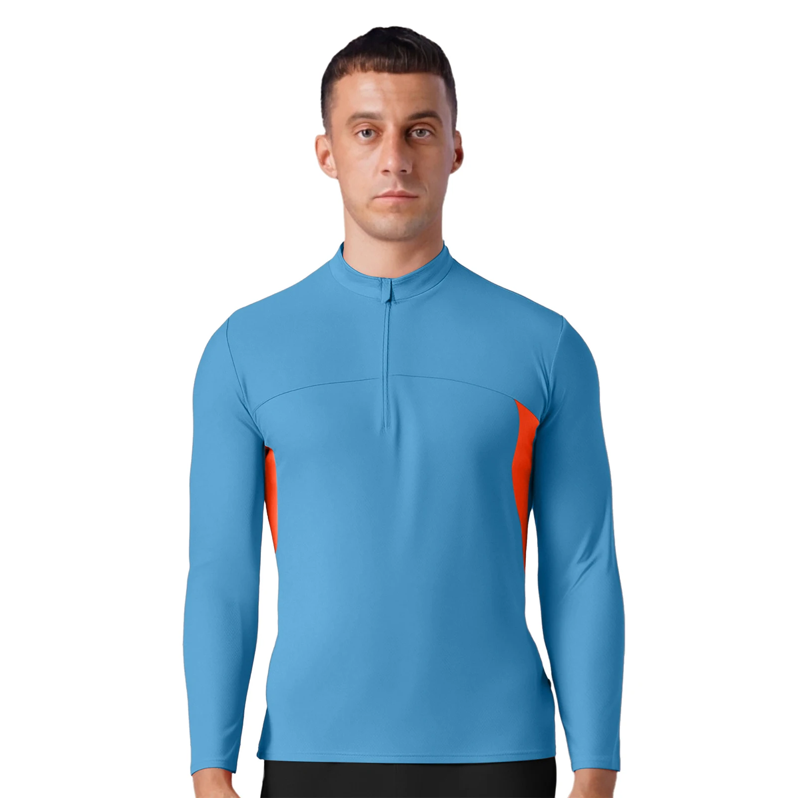 بلوفر رجالي رياضي بسحاب، كتلة ألوان، ياقة واقفة، أكمام طويلة، خفيف الوزن، سريع الجفاف، M-3XL