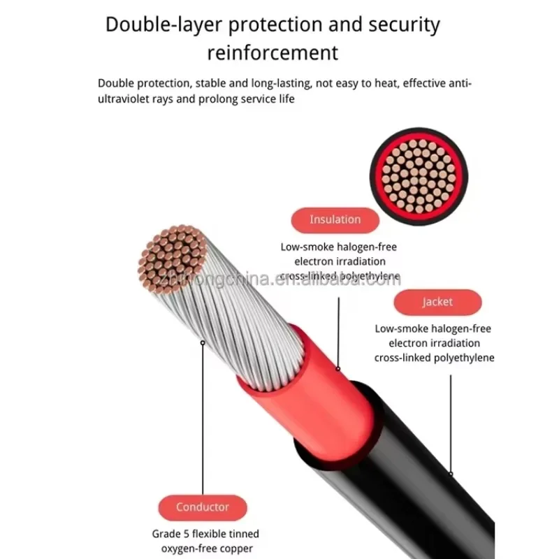 【From China】4mm2 6mm2 10mm2 16mm2 Hot Sell Tinned Copper Red Black Solar Cable PV Cable