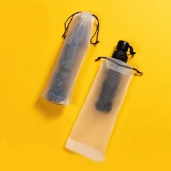 Translucent Plastic Bag Umbrella Storage Bag Reusable Portable Umbrella Pull Cord Storage Cover Home Storage Organizer