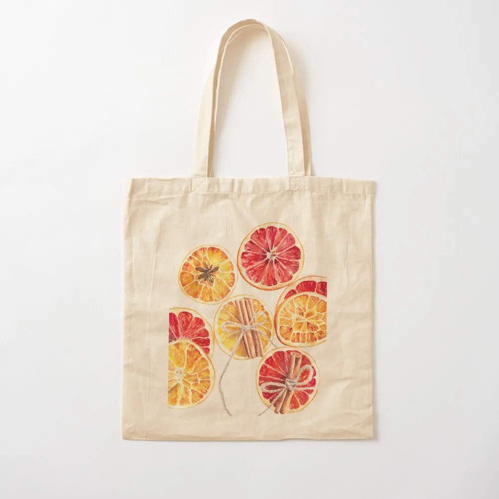 Watercolor Christmas oranges Tote Bag Custom bag Canvas bag luxury women large tote