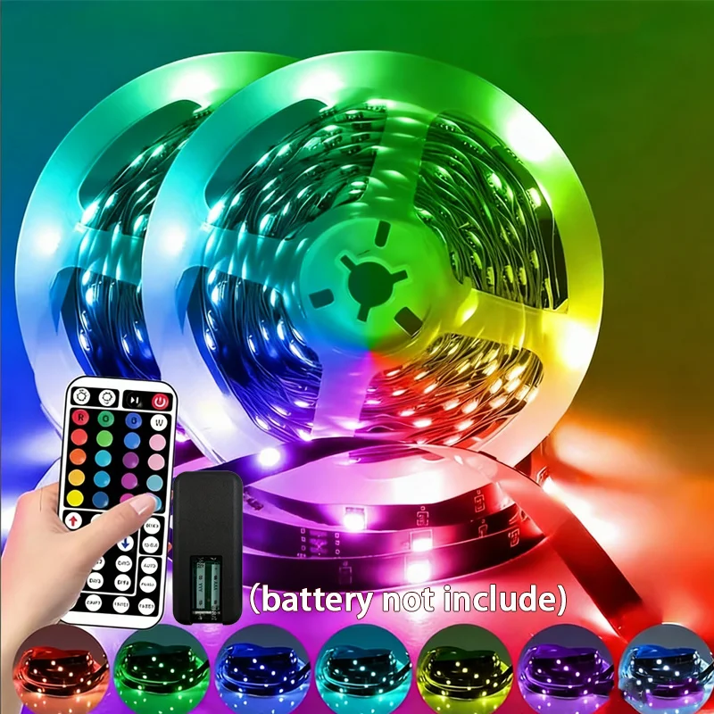 

RGB-подсветка с 44-клавишным пультом дистанционного управления, светильники для спальни, гостиной, рождественских праздников, игровой комнаты, фоновая подсветка для телевизора