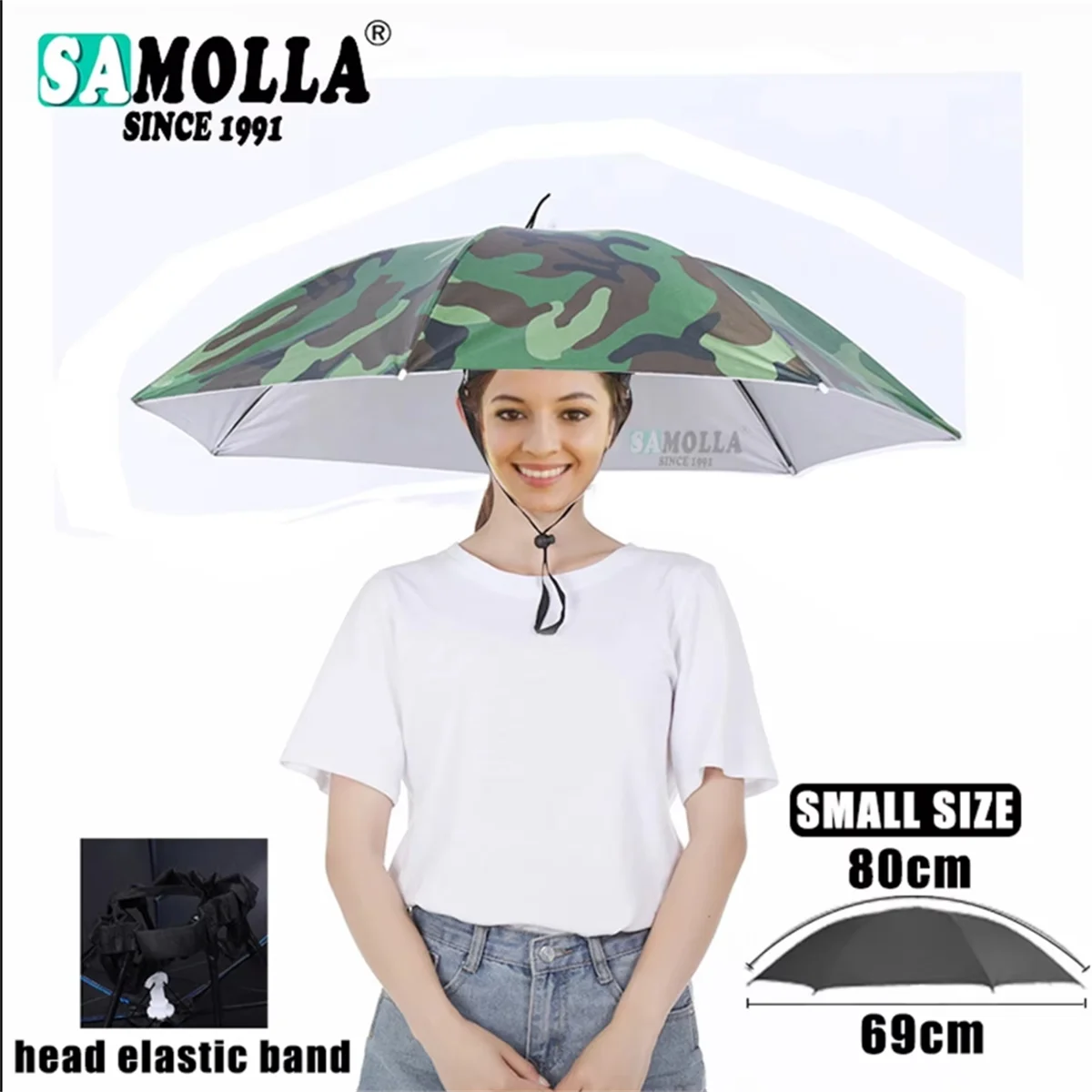 Outdoor Folding Umbrella Fishing Sun Shade Portable Rain Hat Anti-UV Camping Fishing Headwear Cap Beach Head Hats