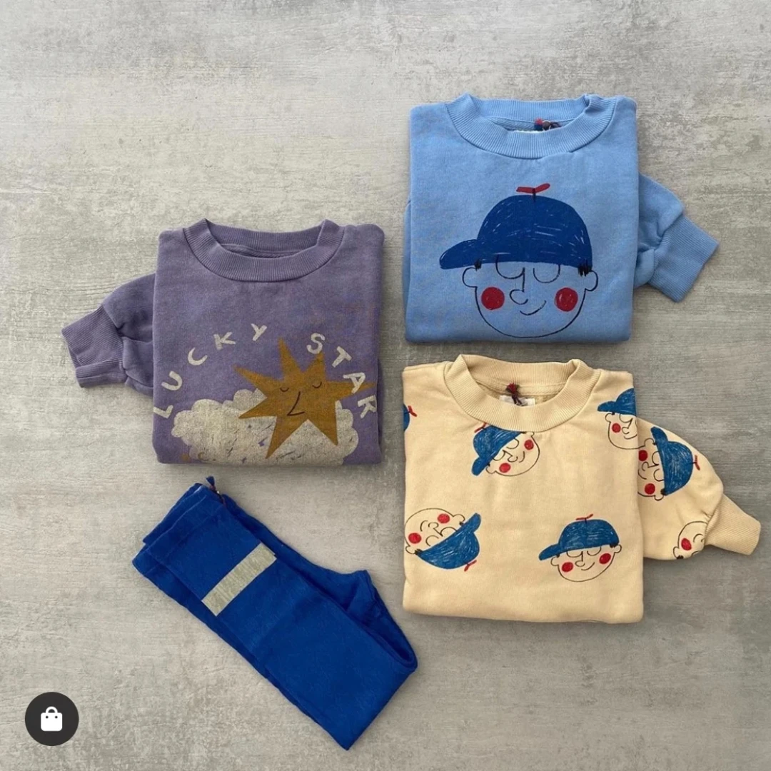 

Autumn\Winter INS Korean Style Boys and Girls' leece-lined foClothing Children's Sweater Long Sleeve Round Neck Puullover Cute