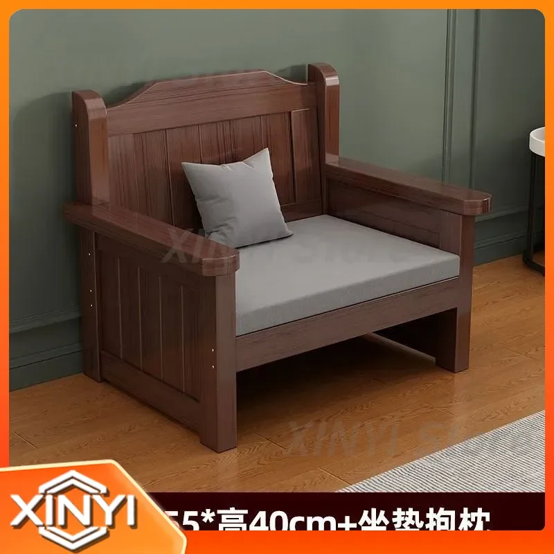 Solid Wood Bench Sofa Chair for Winter and Summer Dual-Purpose Use in Small Apartments Balconies Bedrooms Living Rooms Three
