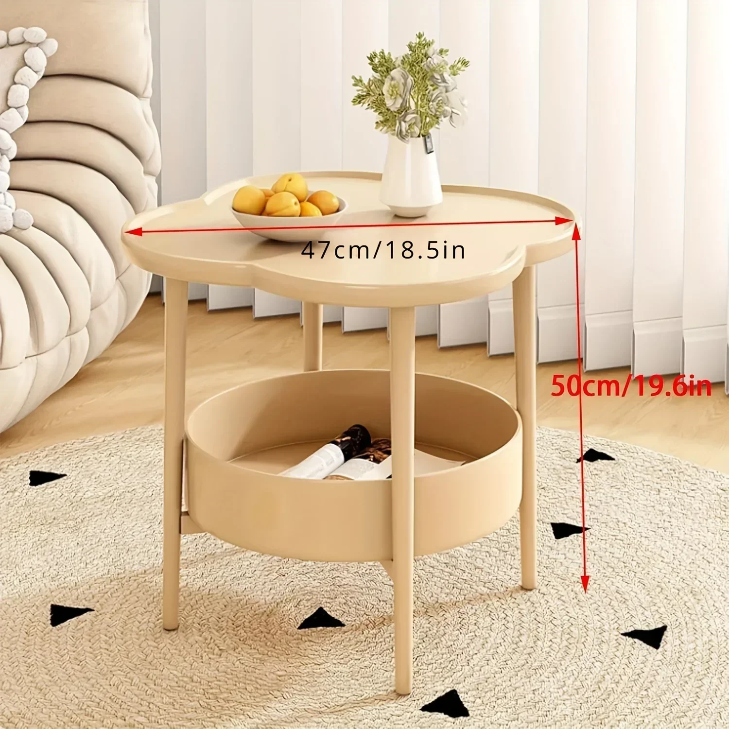 Mesa de centro pequeña de estilo crema, mueble lateral moderno y Simple, doble capa, para salón de café