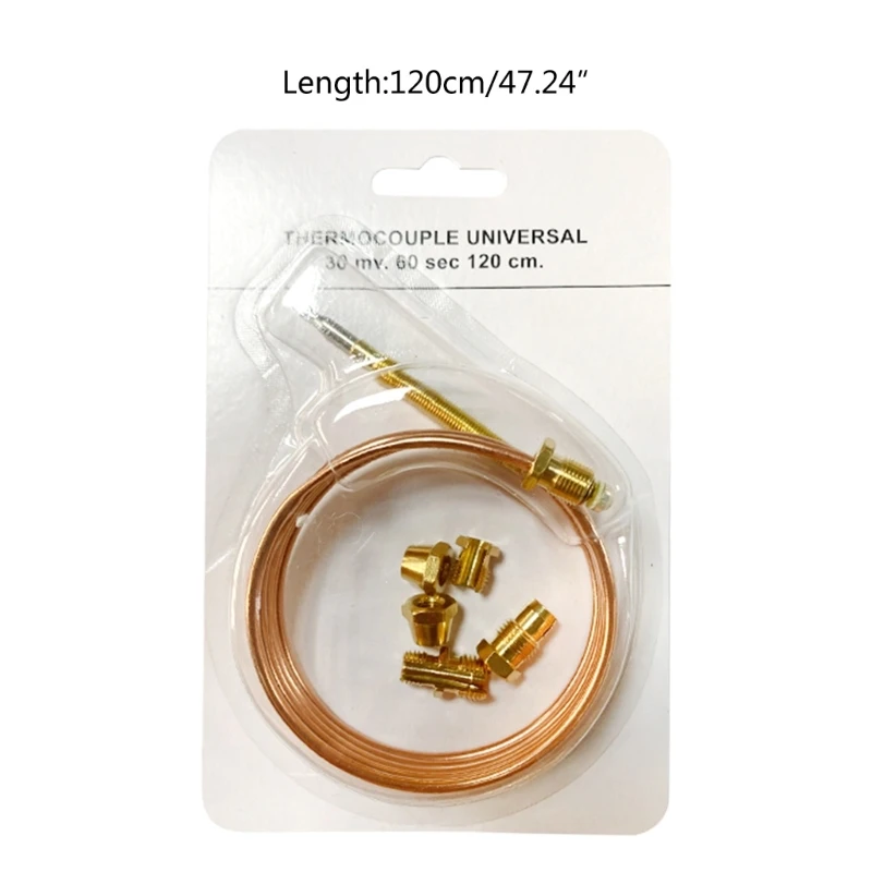 120cm Gas Thermocouple Valves for Water Boiler with 5pcs Fixed Part Universal Gas Oven Cooking Stove Replacement Drop Shipping