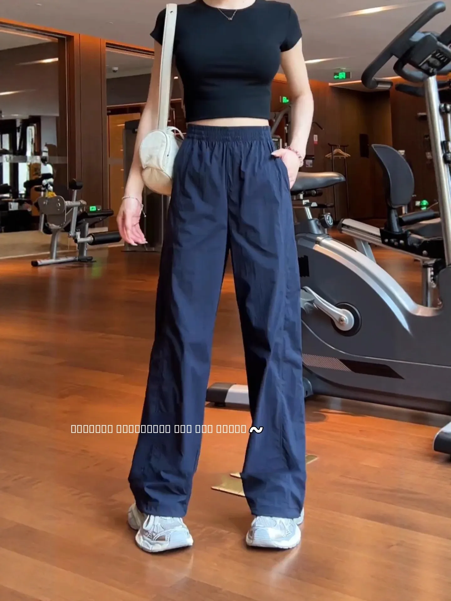 

Quick Dry Workwear Wide Leg Pants Women's plus Size High Waist Slimming Casual Trousers Autumn New Style Dark Blue Color
