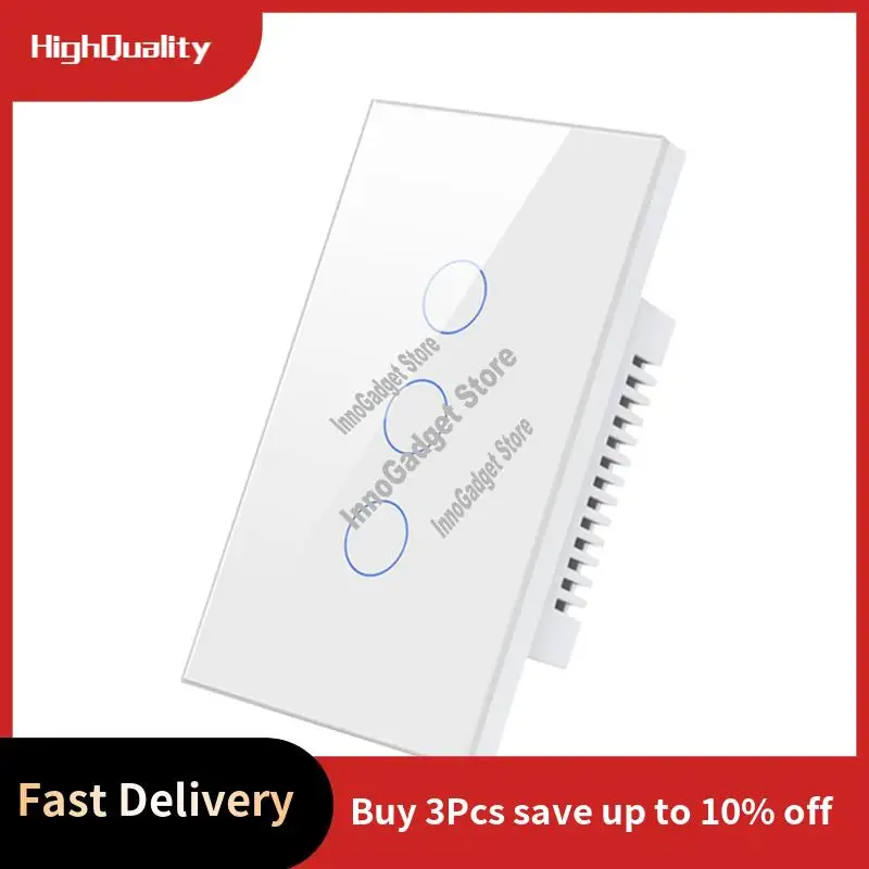 Wifi Smart Wall Switch LED Light Switches 1/2/3/4 Gang Smart Touch Sensor White US Plug-A19R