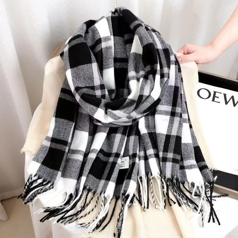 المرأة الألبكة الصوف منقوشة شرابة وشاح الخريف الشتاء جديد رشاقته الدفء لينة تنوعا مستطيلة شال مكتب شال #3