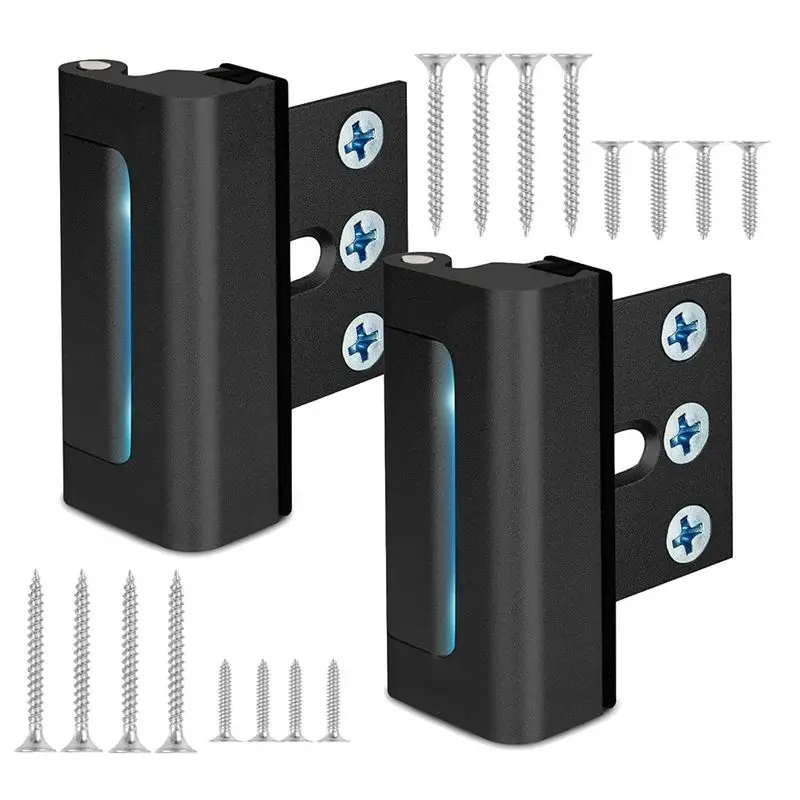 

BNVN-2Pack Home Security Door Reinforcement Lock Security Door Locks Home Prevent Unauthorized Entry Forkids Safety Black