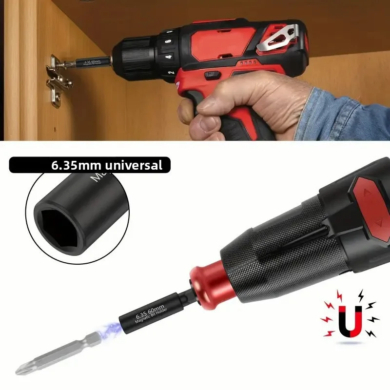 60mm 1/4In Head Extension Rod Screwdriver Magnetic Transfer Extension Rod Extension Adapter