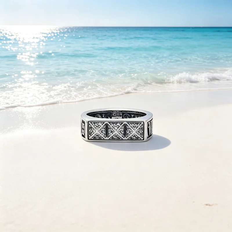 925 Silver European and American Boutique ANISSIM Block Retro Letter Ring, Perfect for Both Men and Women's Punk Style